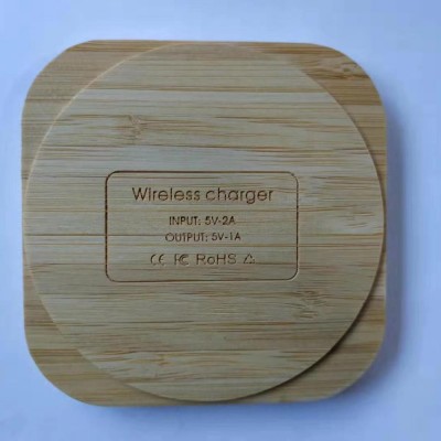 Bamboo material qi wireless charger fast charger  for smartphone